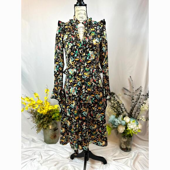 Zadig & Voltaire Rosier Circus Print Dress Midi Multi XS - Picture 7 of 16